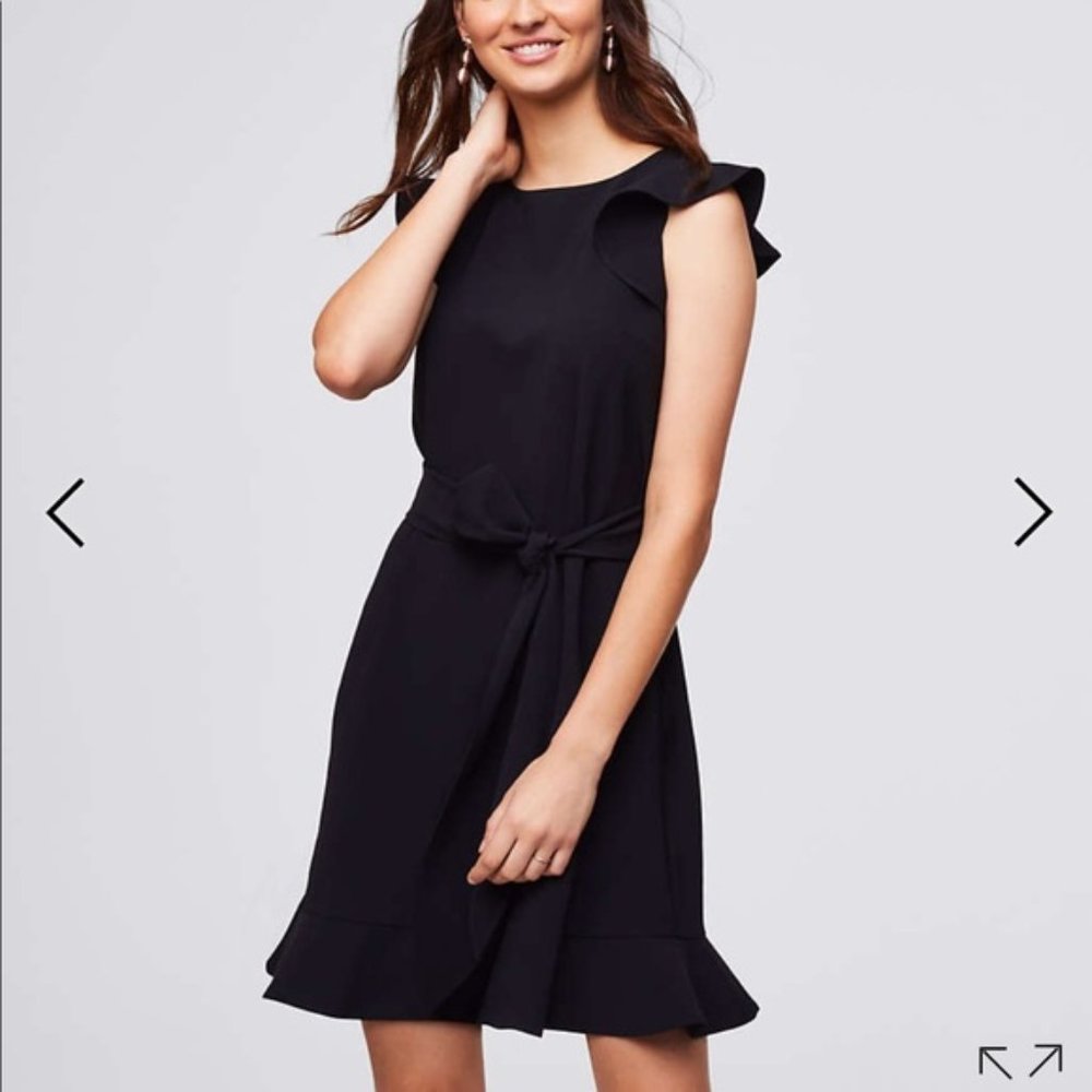 LOFT Flutter Belted Flare Dress NWT